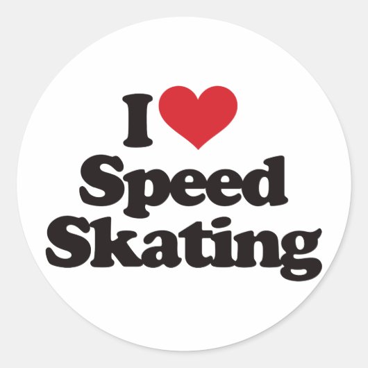 I Love Speed Skating Ronde Sticker (Voorkant)