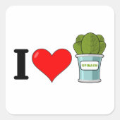 I Love Spinach Carré Sticker (Devant)