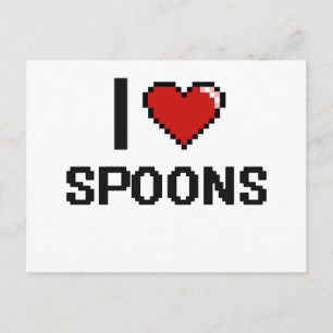 I Love Spoons Digital Retro Design Briefkaart