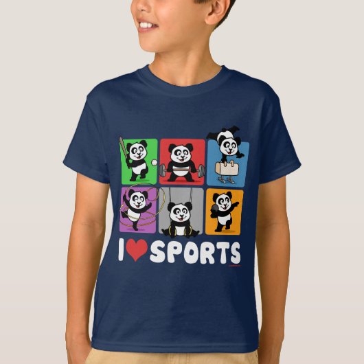 I Love Sports Pandas T-shirt (Voorkant)