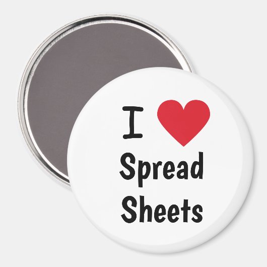 I Love Spreadsheet Magnet Office Idée cadeau (Recto/Verso)