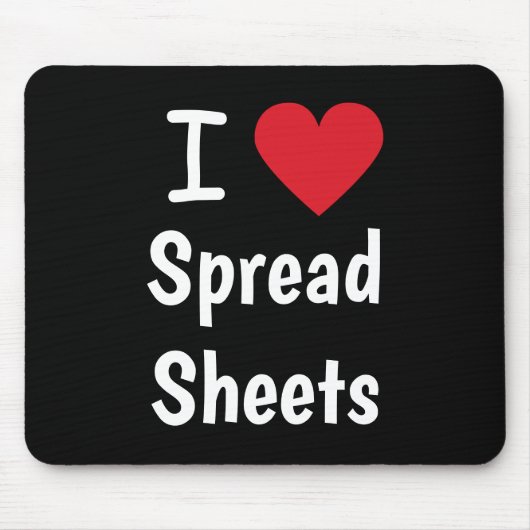 I Love Spreadsheets Classic Black en Red Gift Muismat (Voorkant)