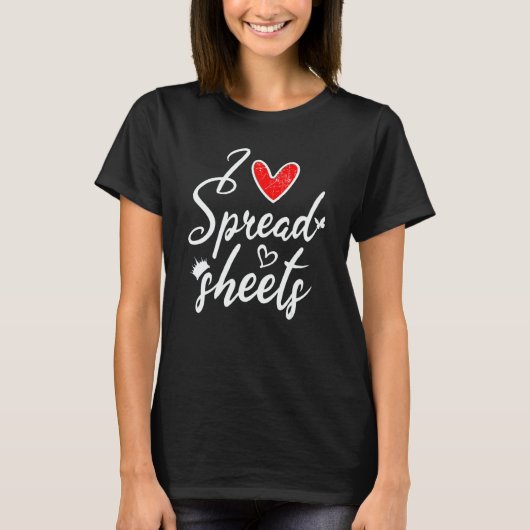 I Love Spreadsheets Spreadsheet T-shirt (Voorkant)