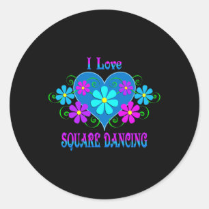 I Love Square Dancing Ronde Sticker