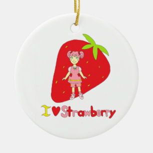 I Love Strawberry Keramisch Ornament