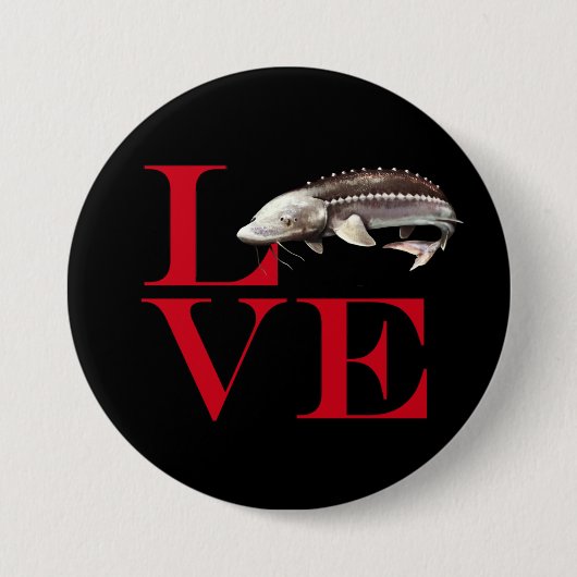 I Love Sturgeon Ronde Button 7,6 Cm (Voorkant)