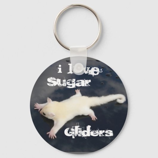 I Love Sugar Gliders =Outbackgliders.com, Sleutelhanger (Voorkant)
