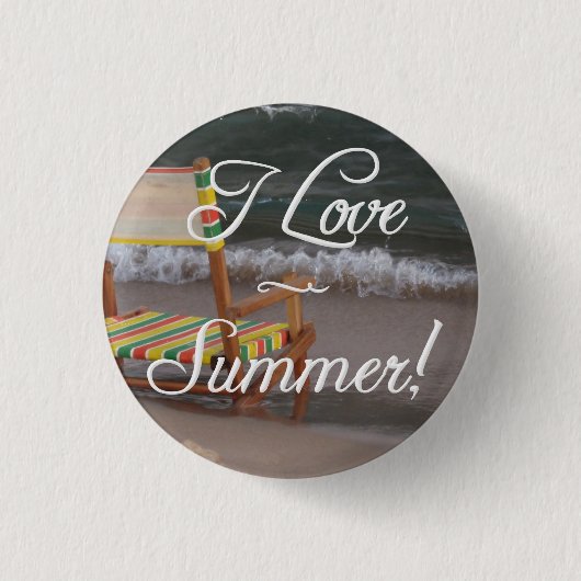"I Love Summer" Beach Scene Button (Voorkant)