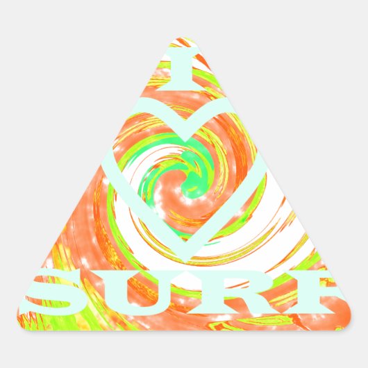 I Love Surven: Mooie Bloemen met Cool Text Art Driehoek Sticker (Voorkant)