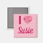 I Love Susie Tribal Heart Magnet (Recto/Verso)