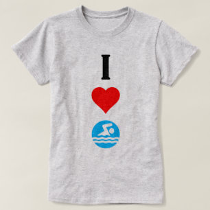 I Love Swim / I Heart Swim Cute Dames T shirt