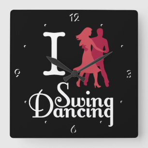I Love Swing Dancing Vierkante Klok