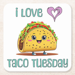 I Love Taco Tuesday Vierkante Kartonnen Onderzetter