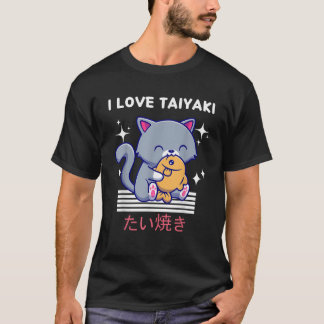 I Love Taiyaki Cute Kawaii Cat Eats Taiyaki Japane T-shirt