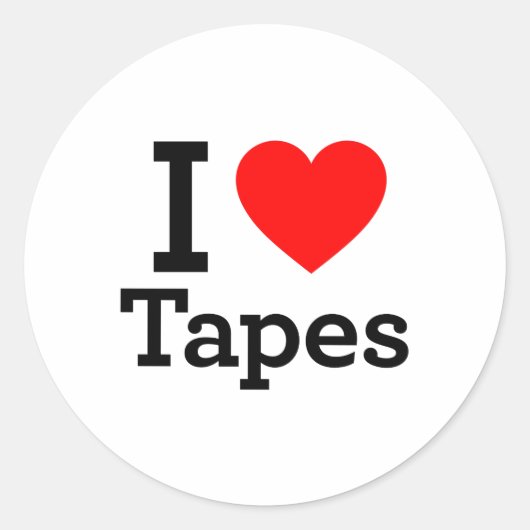 I Love Tapes Ronde Sticker (Voorkant)