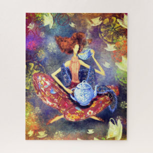 I Love Tea Girl Puzzle Fantasy Fairytale Painting Legpuzzel