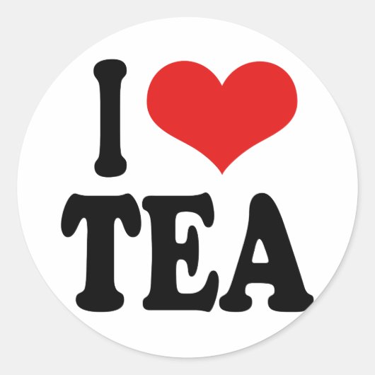 I Love Tea Ronde Sticker (Voorkant)