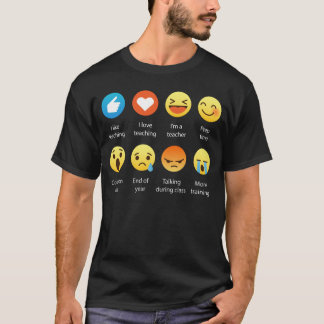 I Love Teacher Emoji Emoticon Funny T-shirt