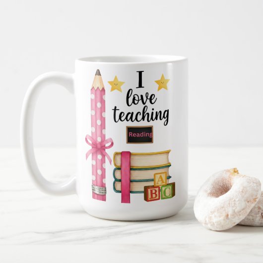 I love teaching reading teacher coffee mug (Avec donut)