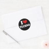 I Love Techno Ronde Sticker (Envelop)