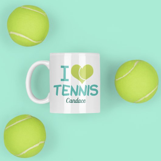 I Love Tennis Cute Custom Koffiemok