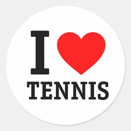 I Love Tennis Ronde Sticker (Voorkant)