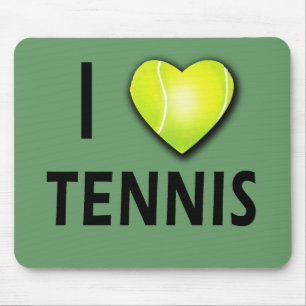 I Love Tennis with Tennis Ball Heart Muismat
