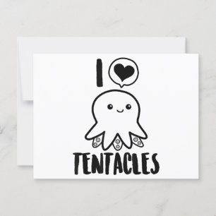 I Love Tentacles T-shirt Schattige Octopus T-shirt Briefkaart