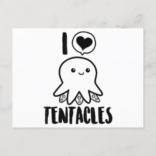 I Love Tentacles T-shirt Schattige Octopus T-shirt Feestdagenkaart