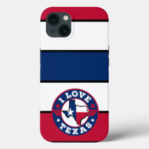 I Love Texas Color Matched Stripes Retro Flag iPhone 13 Hoesje