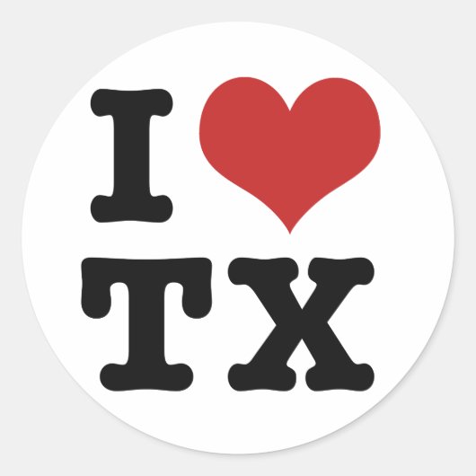 I Love Texas Ronde Sticker (Voorkant)