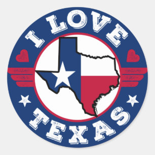 I Love Texas State Map and Flag Ronde Sticker