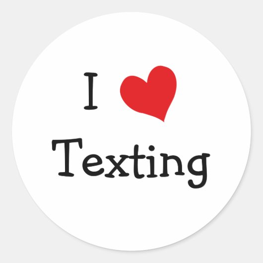 I Love Texting Ronde Sticker (Voorkant)