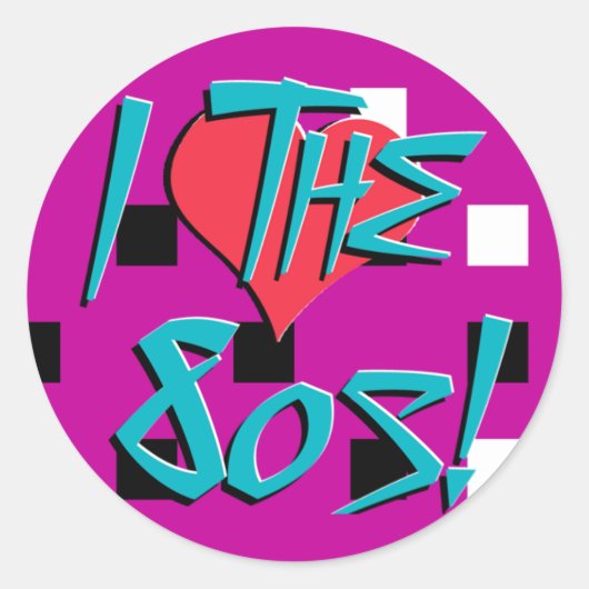I Love The 80s! Ronde Sticker (Voorkant)