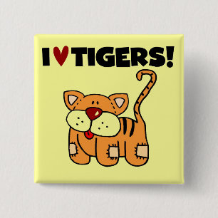 I Love Tigers Tshirts and Gifts Vierkante Button 5,1 Cm