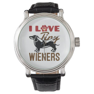 I Love Tiny Wieners Miniature Dachshund Doxie Horloge
