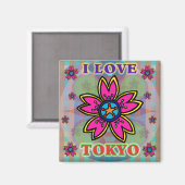 "I LOVE TOKYO" Magnet de fleurs (Recto/Verso)