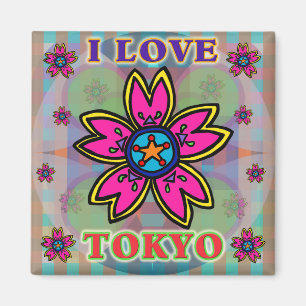 "I LOVE TOKYO" Magnet de fleurs