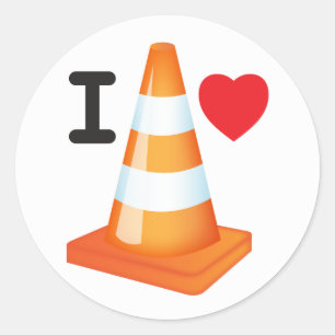 I Love Traffic Cones Oranje White Cone Commuter Ronde Sticker