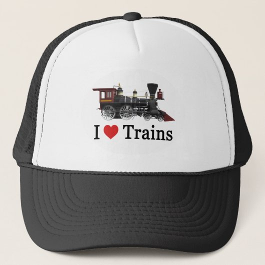 I Love Trains Trucker Pet (Voorkant)