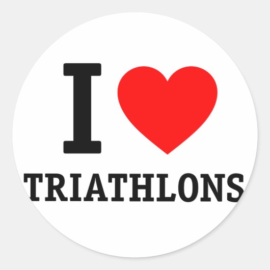 I Love Triathlon Ronde Sticker (Voorkant)