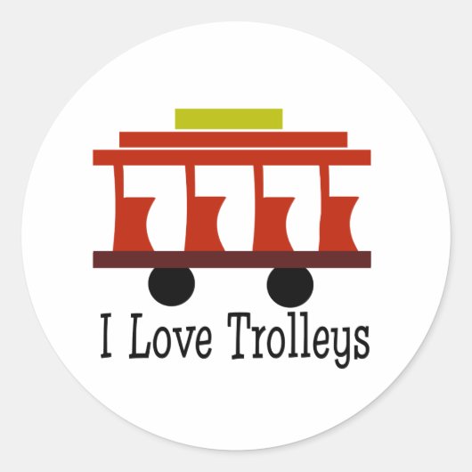 I Love Trolleys Ronde Sticker (Voorkant)