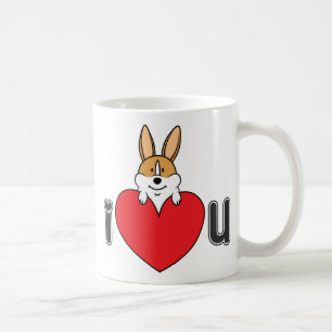 "I Love U" Corgi Coffee Mok