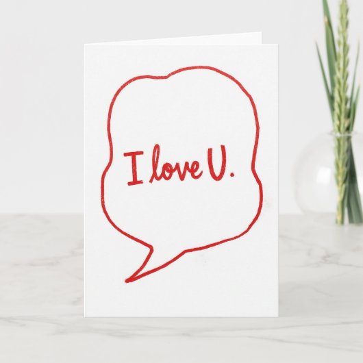 I Love U Cute Card Kaart (Voorkant)