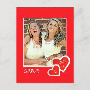 I Love U, Cute Hearts - Custom Photo Personised Briefkaart