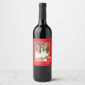 I Love U, Cute Hearts - Custom Photo Personised Wijn Etiket (Voorkant)