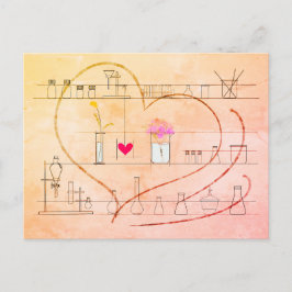 "I love U" gespeld door glaswerk briefkaart