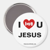 I Love U JESUS Refkoelkast Magnet Magneet (Voorkant / Achterkant)
