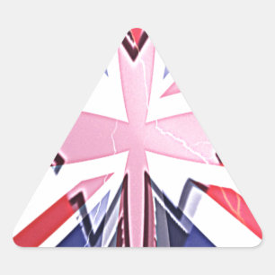 "I Love UK" Kunstdruk Driehoek Sticker