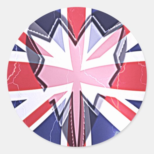 "I Love UK" Kunstdruk Ronde Sticker (Voorkant)